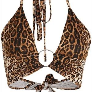 Cheetah Print Halter Crop Top
